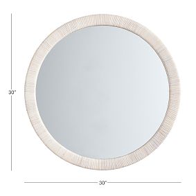 Whitewash Coastal Rattan Round Mirror (30&quot;)