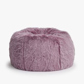 Feathery Faux Fur Fig Bean Bag Chair Slipcover Only