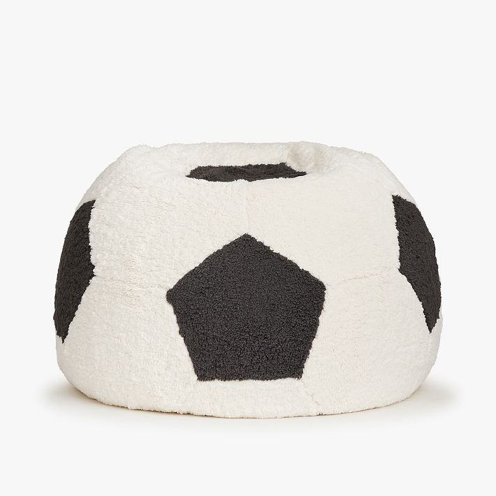 Ample Decor Soccer Ball Bean Bag Cover - Leatherette Double-Stitched Zippered Cover, Filler NOT Included (Black & White)