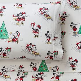 Disney Mickey Mouse Holiday Organic Flannel Sheet Set Pottery Barn Teen