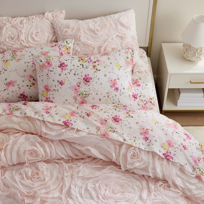 MONIQUE buy LHUILLIER & POTTERY BARN KING GARDEN ROSE DUVET COVER Cal King