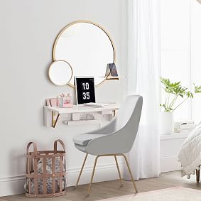 Functional Metal Framed Round Mirror