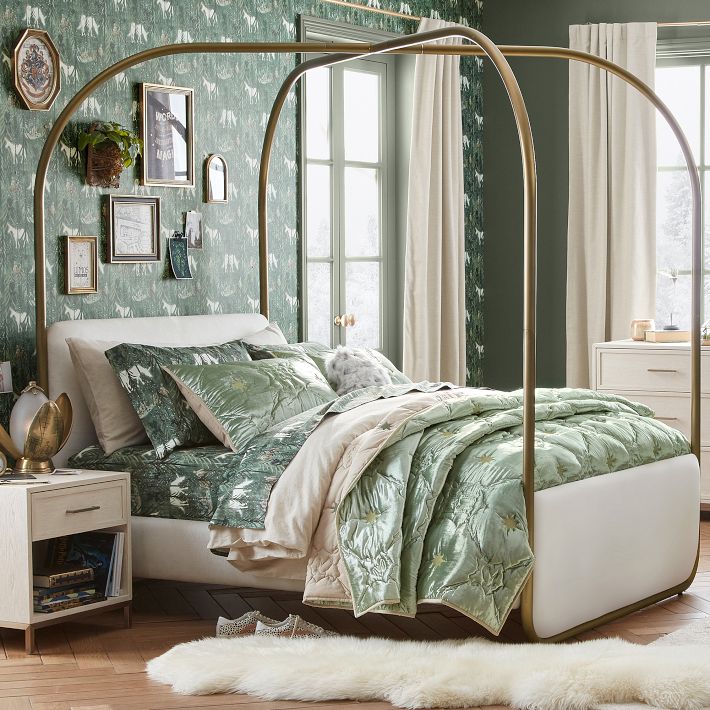 Metal Upholstered Canopy Bed Pottery Barn Teen