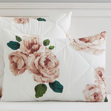 Pottery Barn Emily sale & Meritt Bed of Roses Comforter - Ivory/Blush