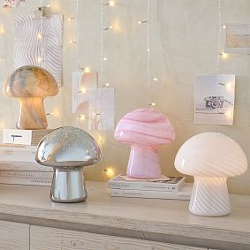 Vintage Striped Mushroom store Murano Lamp, Translucent Glass Table Bedside Lamps, Italian Style Modern Desk Light