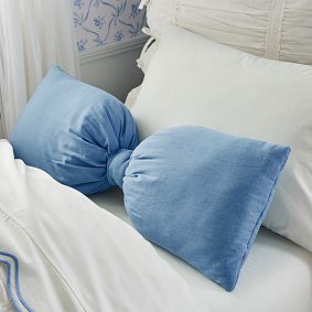 LoveShackFancy Oversized Bow Denim Pillow