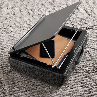 Pottery Barn Adjustable Storage Cozy Sherpa Lapdesk Charcoal