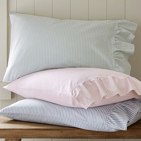 Washed Cotton Ruffle Stripe Sheet Set