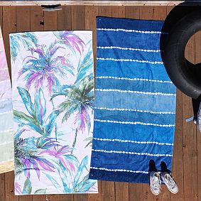 Tie-Dye Stripe Beach Towel, Navy