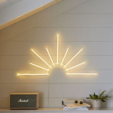 Warm Bright outlets Yellow Sun Rays LED Night Light Room Wall Decoration