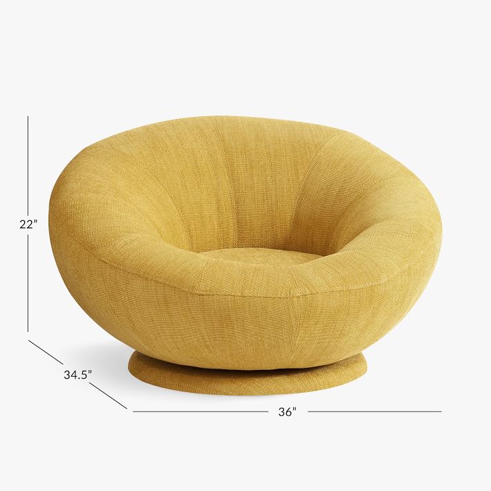 West Elm x PBT Basket Slub Groovy Swivel Chair Dark Horseradish