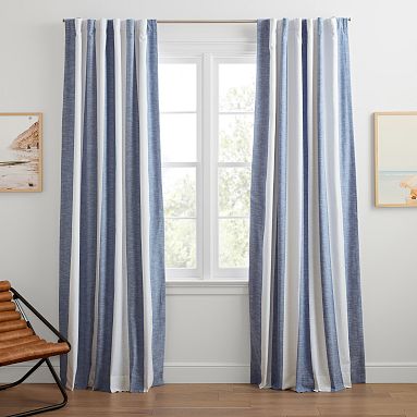 Blue Cabana Stripe Curtains, Waverly Spotswood Porcelain, Custom Drapery Panels, store 24