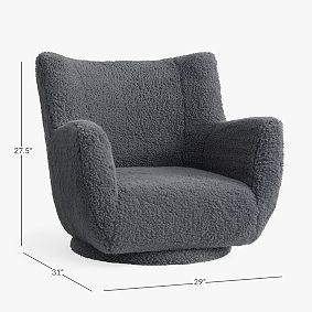 Sherpa Charcoal Lennon Low Swivel Lounge Chair