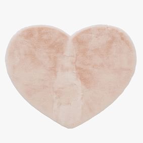 Washable Bunny Faux-Fur Heart Shaped Rug