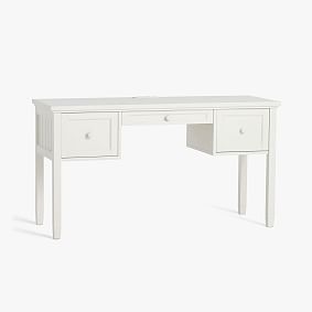 Beadboard Small Space Smart Storage Desk, Simply White