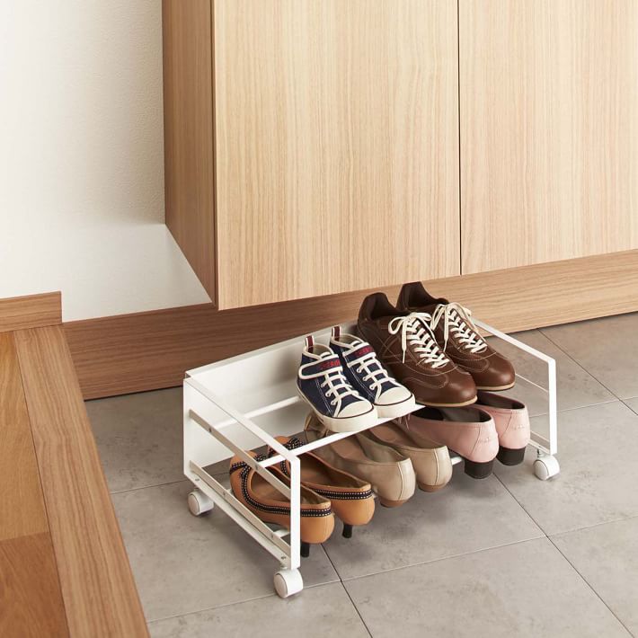 Shoe rack with rollers sale