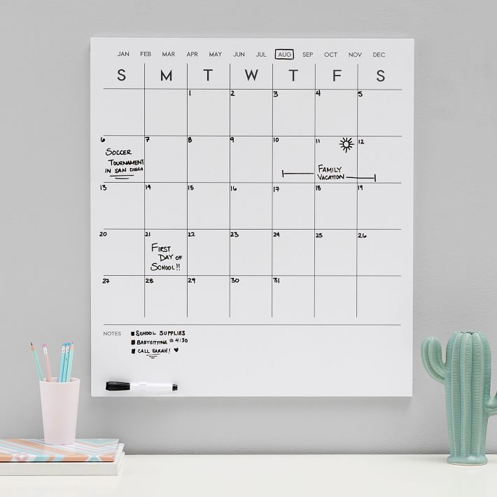 No Nails Frameless Dry Erase Calendar (24&quot;x27&quot;) | Pottery Barn Teen