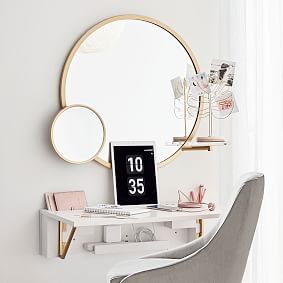 Functional Metal Framed Round Mirror