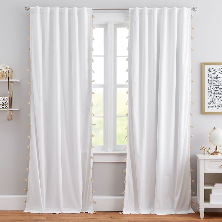 Pottery Barn Tassel Trim Textured Curtain Panel set of hotsell 2 50 by 96