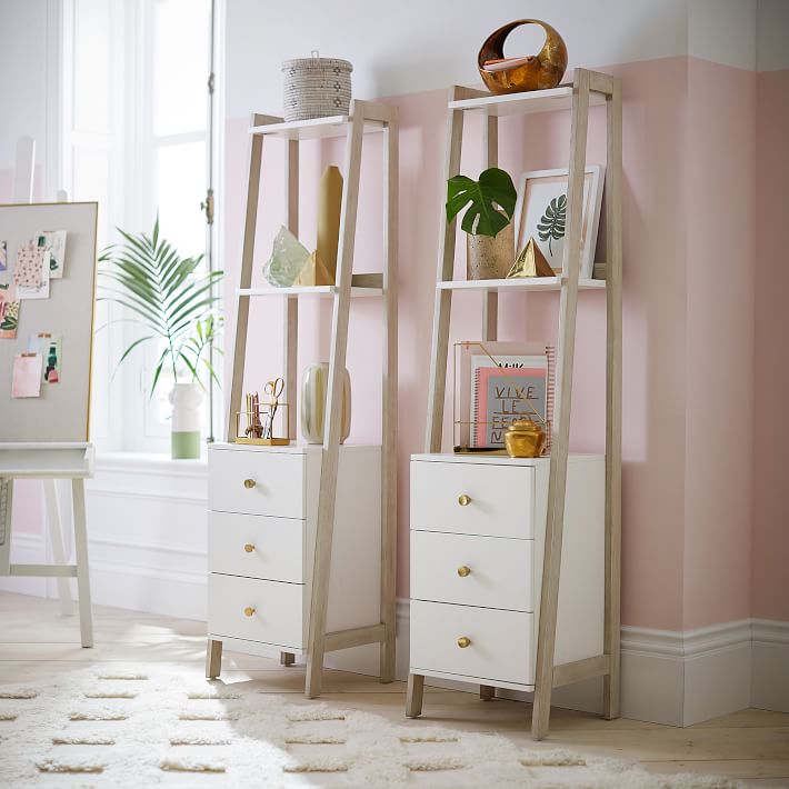 Highland Narrow Storage Bookshelf with Drawers Pottery Barn Teen