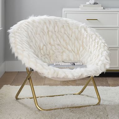Winter Fox Faux Fur Round Chair Pottery Barn Teen