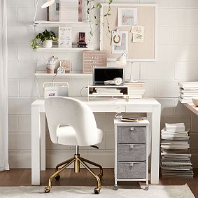 Performance Everyday Velvet Ivory Andie Swivel Desk Chair