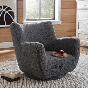 Sherpa Charcoal Lennon Low Swivel Lounge Chair