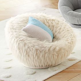 Winter Fox Faux Fur Groovy Swivel Chair