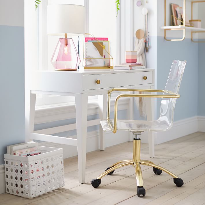 Gold Paige Acrylic Swivel Chair Teen Desk Chair Pottery Barn Teen
