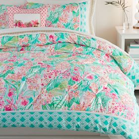 Pottery Barn shops Kids Lilly Pulitzer Full Queen Duvet Cover in Tiger Border