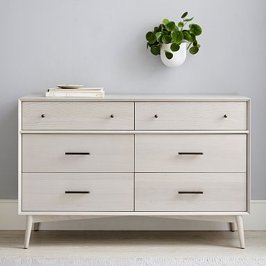 Mid century modern dresser white and wood sales