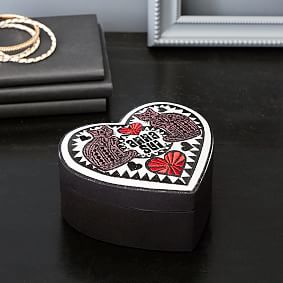 Anna Sui Embroidered Heart Jewelry Box