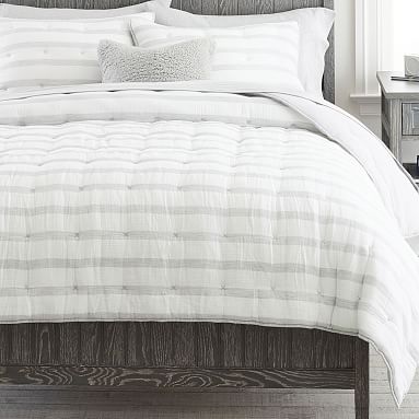 Pottery Barn Solstice Grey / White Striped offers Bedding