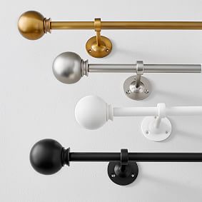 Classic Ball Finial &amp; Hardware Set - Brushed Nickel