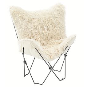 Ivory Furlicious Faux-Fur Butterfly Chair