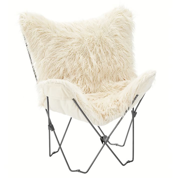 Ivory Furlicious Faux-Fur Butterfly Chair