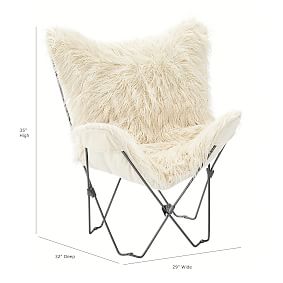 Ivory Furlicious Faux-Fur Butterfly Chair