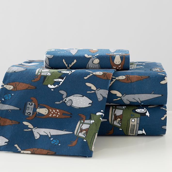 Merry Moose Flannel Sheet Set