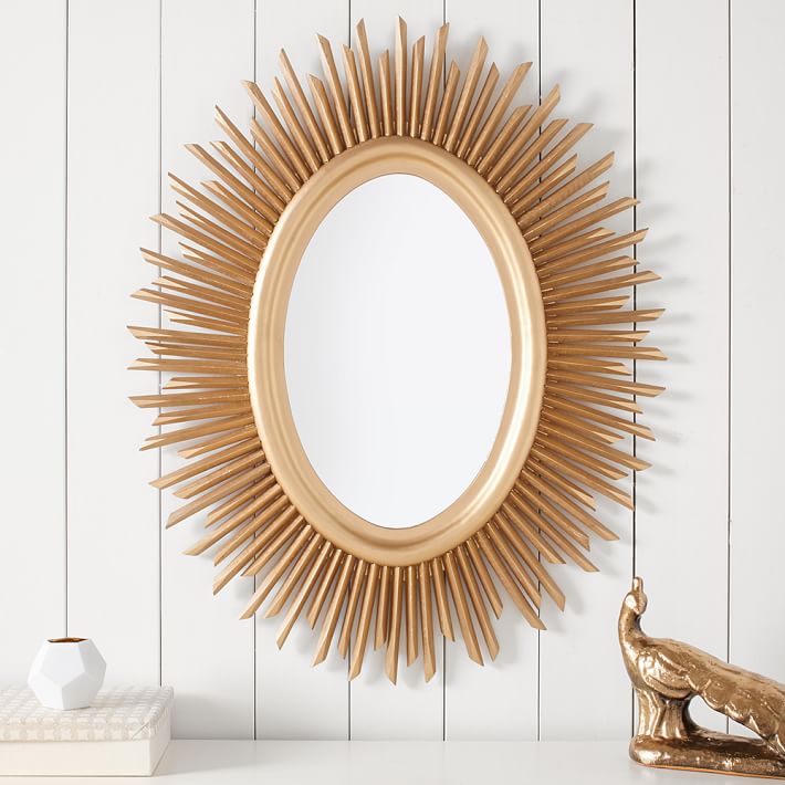 SET OF 3 Pottery Barn wood antiqued sunburst on sale mirrors. Each mirror is 14” dia.