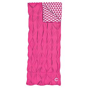 Pintuck Sleeping Bag &amp; Pillowcase, Pink Magenta Sweethearts