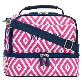 Preppy Diamond Dual Compartment Lunch Bag Pink Magenta Pottery Barn Teen