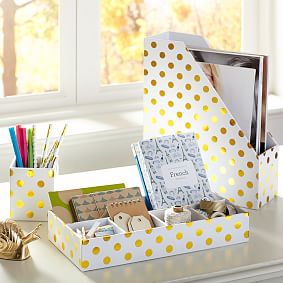 Printed Paper Desk Accessories - Gold Dot