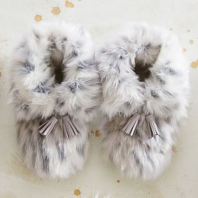 XL Gray Leopard Ankle Tassel Faux-Fur Booties