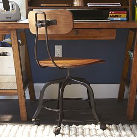 Vintage Wood Swivel Chair