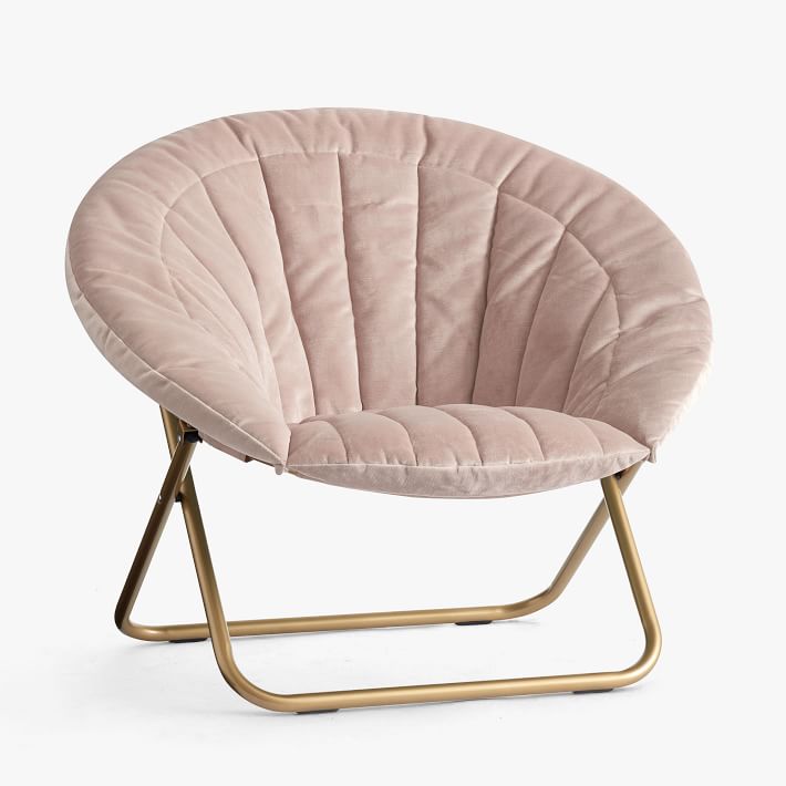 Lustre Velvet Dusty Blush Channel Stitch Hang-A-Round Chair