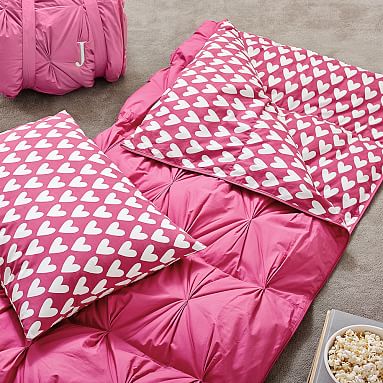 Pottery Barn PBTeen Hot Pink Bright Multicolor Geo Sleeping Bag Carry w newest Strap