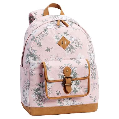 Pink floral backpack best sale