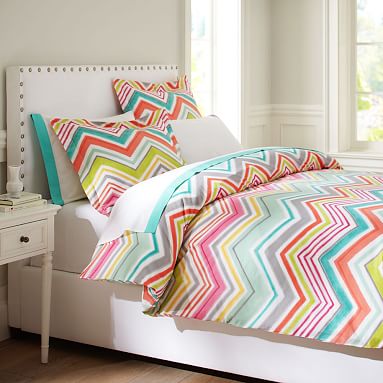 Pottery Barn Teen Zig Zag Duvet Cover Faded Navy selling Chevron Print Full Queen New