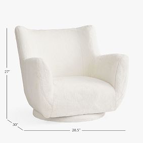 Faux Fur Ivory Lennon Low Swivel Chair