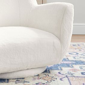 Faux Fur Ivory Lennon Low Swivel Chair